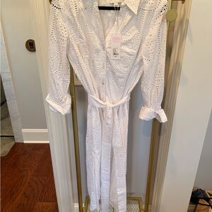Lilly Pulitzer White Long Sleeve Eyelet Dress